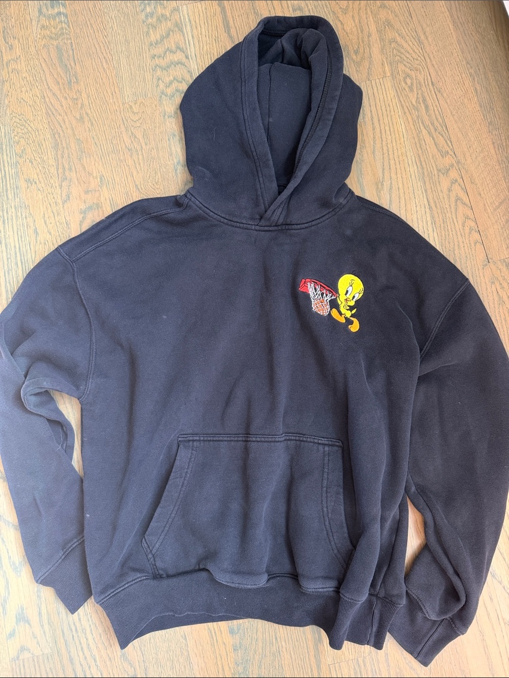 Hollister Black Hoodie with Tweety Basketball Graphic - Men
